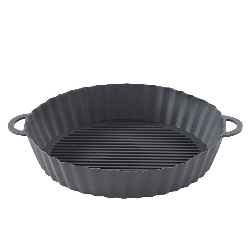 1/2PCS Air Fryer Silicone Basket Oven Baking Tray Fried Chicken Round Liner Easy To Clean Pizza Plate Mat Air Fryer Accessory