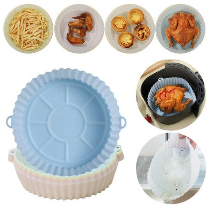 1/2PCS Air Fryer Silicone Basket Oven Baking Tray Fried Chicken Round Liner Easy To Clean Pizza Plate Mat Air Fryer Accessory
